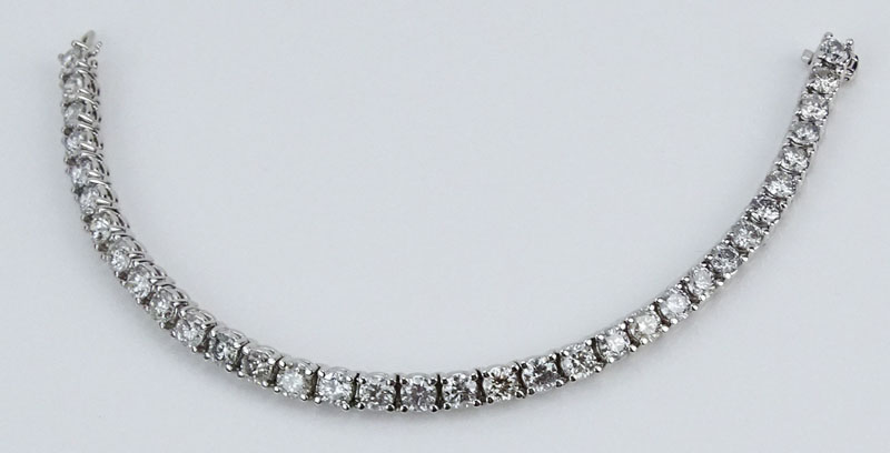 Approx. 12.0 Carat Round Brilliant Cut Diamond and 14 Karat White Gold Line Bracelet.