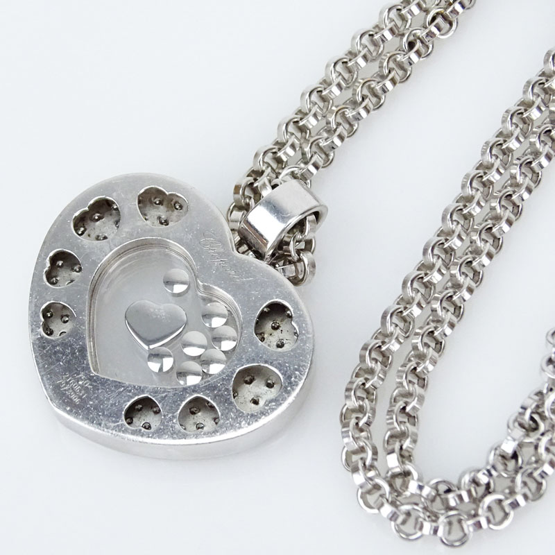 Chopard Approx. 4.50 Carat Round Brilliant Cut Diamond and 18 Karat White Gold Happy Diamond Heart Pendant Necklace