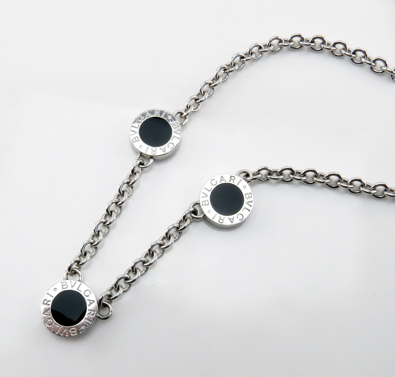 Bulgari 18 Karat White Gold, Diamond and Black Onyx Necklace