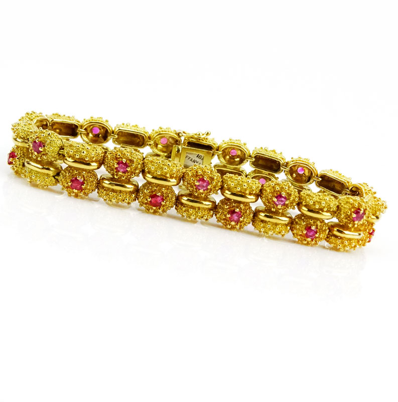 Vintage Tiffany & Co Approx. 3.0 Carat Burma Ruby and 18 Karat Yellow Gold Bracelet.