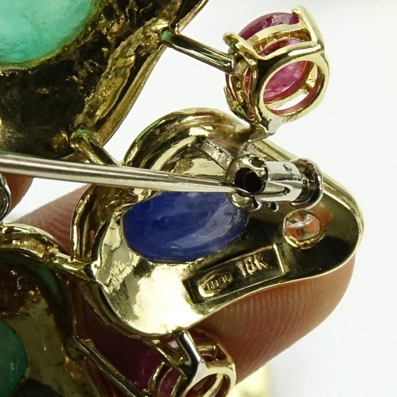 Circa 1960s Paul Flato Exquisite and Unique Custom Made Approx. 87.0 TW Carat Cabochon Emerald and Sapphire