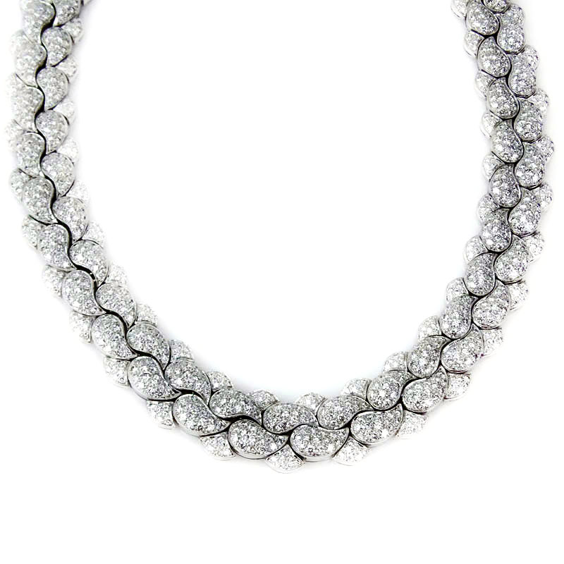 Fe S. Panlilio (jeweler to Imelda Marcos) Approx. 55.0 Carat Pave Set Round Brilliant Cut Diamond and 18 Karat White Gold Casmir Necklace.