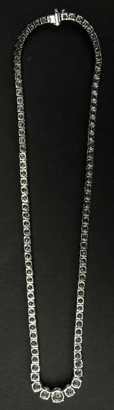 Approx. 25.0 Carat Round Brilliant Cut Diamond and 18 Karat White Gold Riviera Necklace.