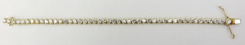 Approx. 10.0 Carat Round Brilliant Cut Diamond and 18 Karat Yellow Gold Tennis Bracelet