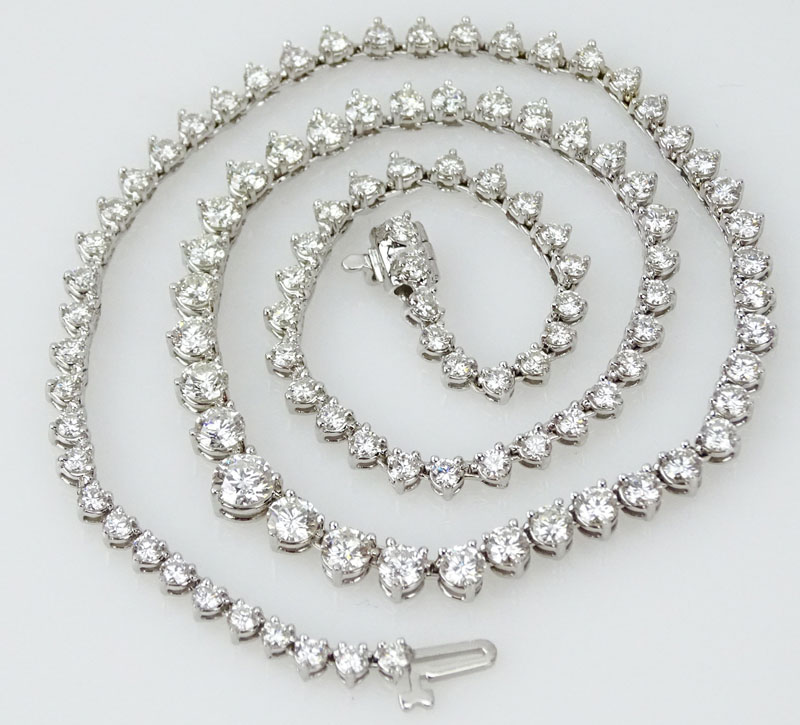 Approx. 12.0 Carat Round Brilliant Cut Diamond and Platinum Necklace.