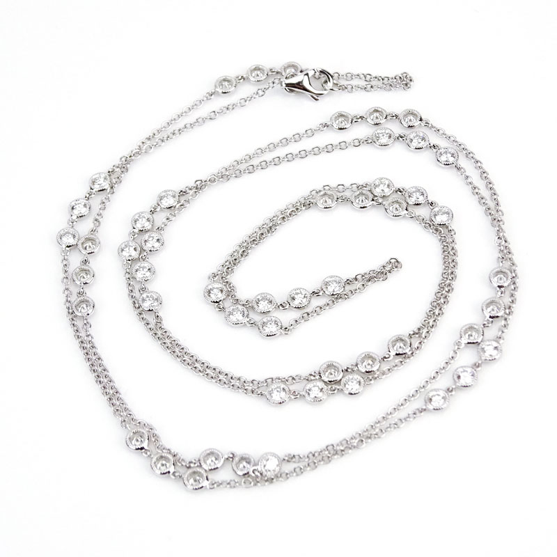 Approx. 4.50 Carat Round Brilliant Cut Diamond and 18 Karat White Gold 36" Long Necklace. 