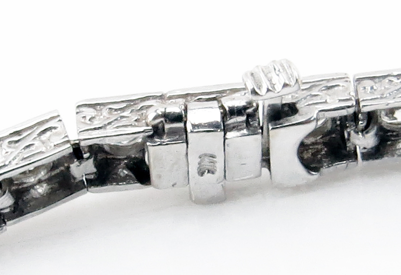 Vintage Approx. 5.25 Carat Round Brilliant Cut Diamond and 14 Karat White Gold Line Bracelet