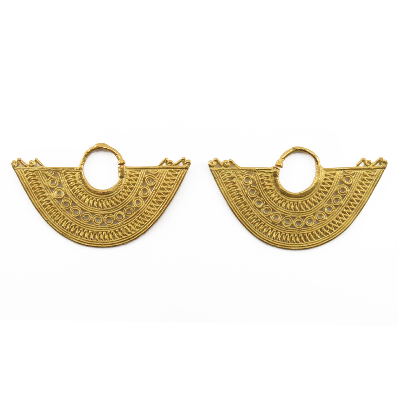 Pair Pre-Columbian Sinu Gold Filigree Earrings