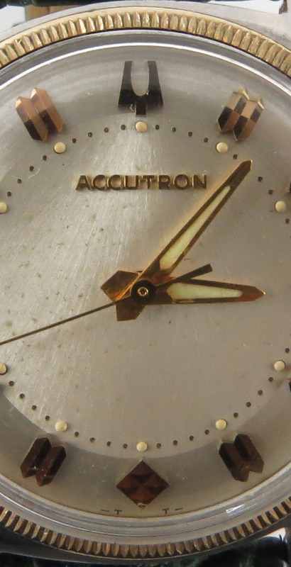 Vintage Bulova Accutron Stainless Steel Asymmetric Watch with 14 Karat Bezel