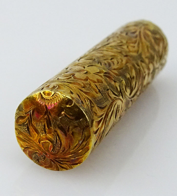 Lady's Antique 14 Karat Yellow Gold Lipstick Case