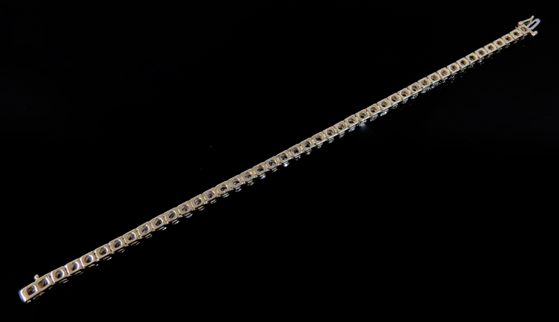 Approx. 10.0 Carat Round Brilliant Cut Diamond and 14 Karat Yellow Gold Tennis Bracelet.