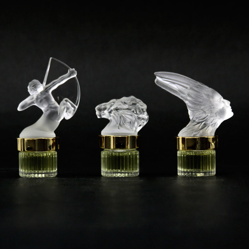 Lot of Two (2) Lalique Miniature Perfume Bottle Boxed Sets