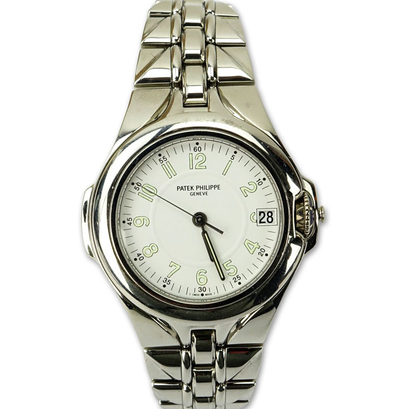 Man's Patek Philippe Sculpture White Dial 5091/1a-001 Rhodium Plated Stainless Steel Automatic Movement Bracelet Watch