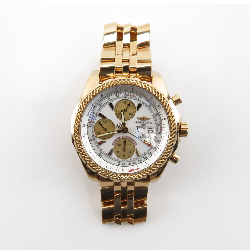 Man's Breitling for Bentley Motors Special Edition 18 Karat Yellow Gold Chronometer Bracelet Watch