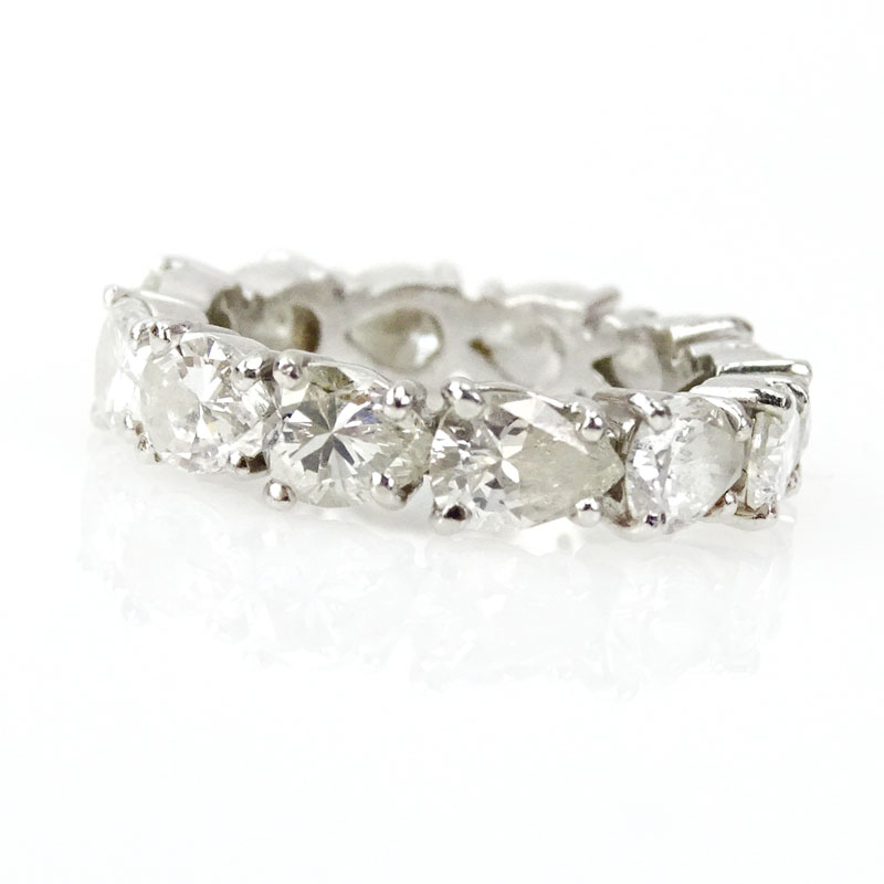 Vintage Approx. 6.0 Carat Pear Shape Diamond and Platinum Eternity Band. Diamonds G-H color, VS1-VS2 clarity