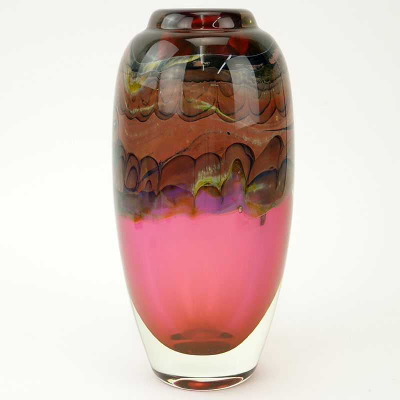 Brent Kee Young, American (b-1946) Hand Blown Studio Art Glass Vase