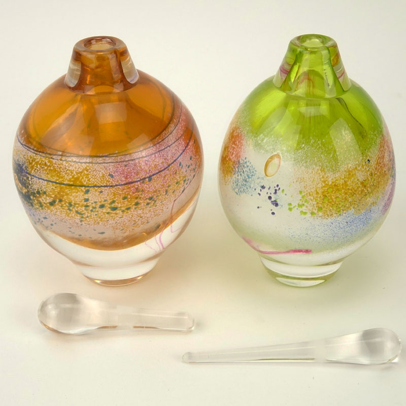 Grouping of Two (2) Hand Blown Art Glass Perfume Bottles