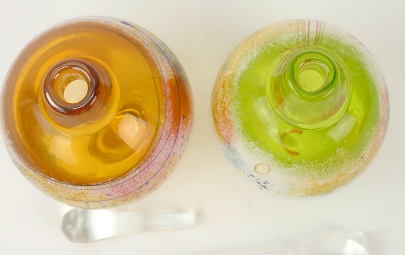 Grouping of Two (2) Hand Blown Art Glass Perfume Bottles