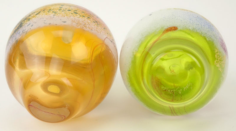 Grouping of Two (2) Hand Blown Art Glass Perfume Bottles