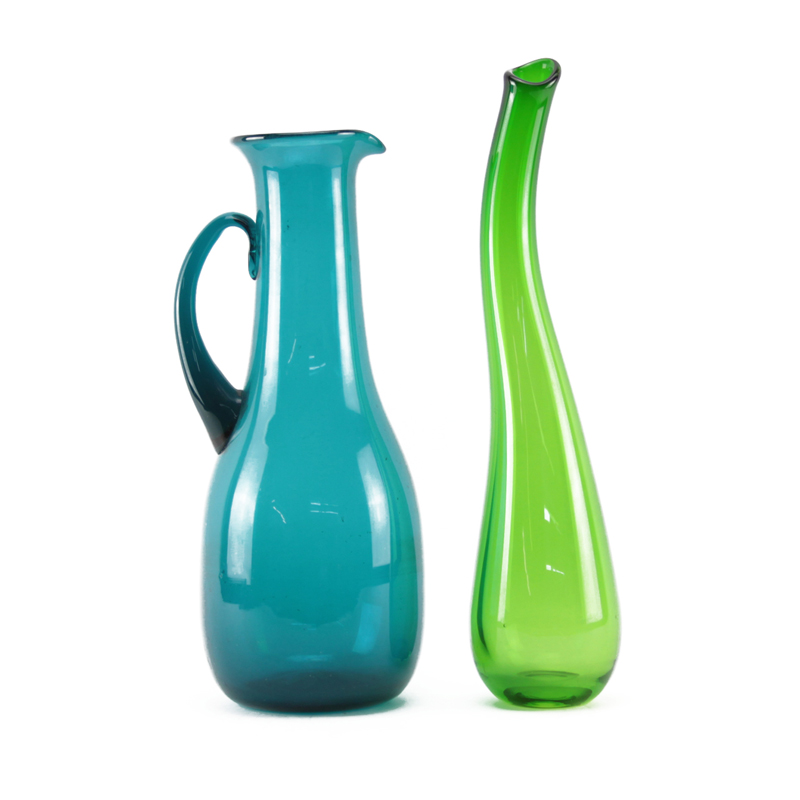 Oversized Blenko Glass Pitcher and Vase