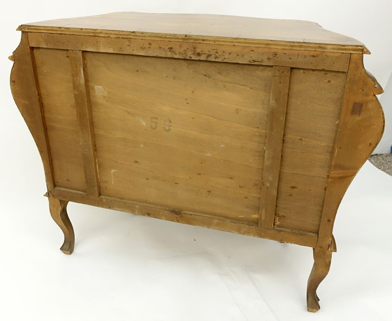 Mid-Century Italian Marquetry Inlaid Bombe Chest