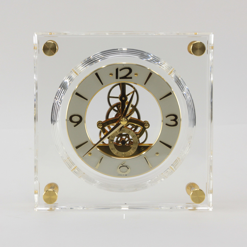 Vintage Seiko Quartz Skeleton Clock in Lucite Case