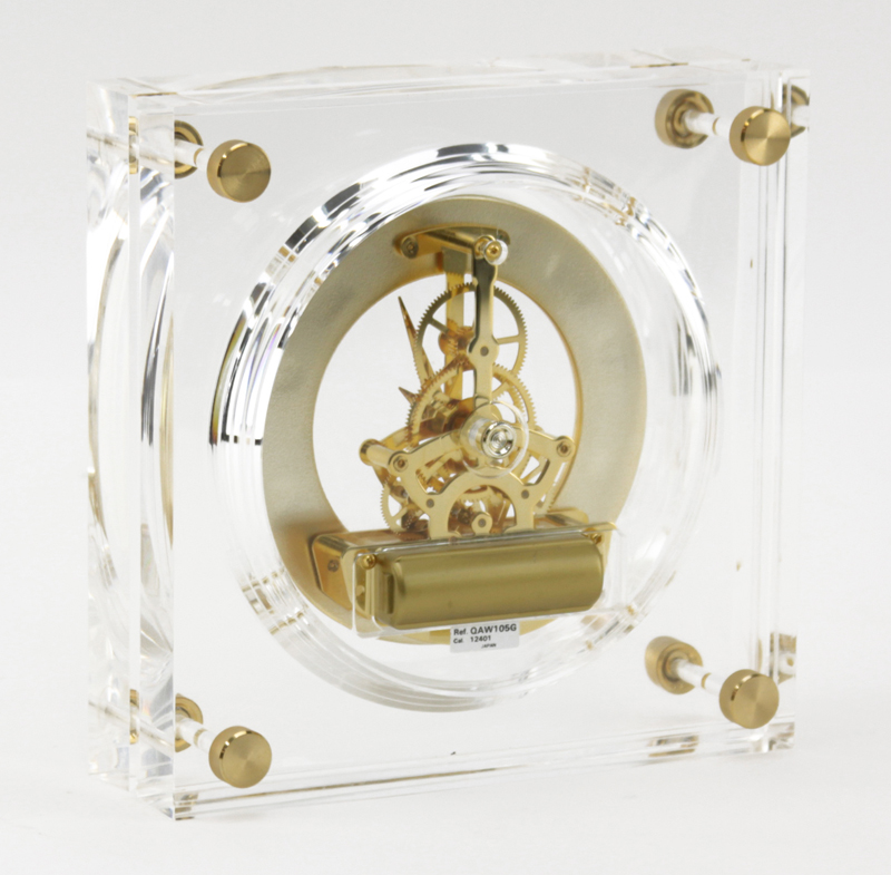 Vintage Seiko Quartz Skeleton Clock in Lucite Case