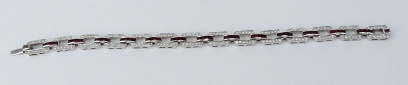 3.0 Carat Round Brilliant Cut Diamond, 3.50 Carat Ruby and 18 Karat White Gold Bracelet. 