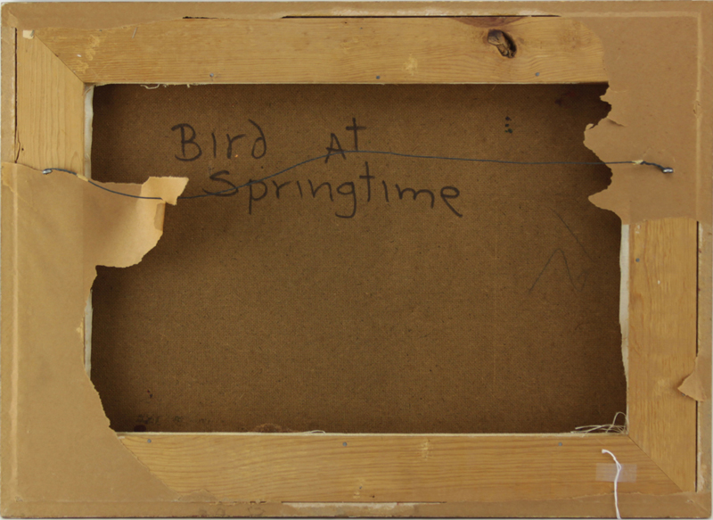 Leonardo M. Nierman, Mexican/American (b-1932) Abstract Oil on Masonite "Bird at Springtime" 