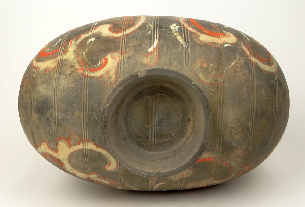 Chinese Han Dynasty (206 BC–AD 220) Pigment Painted Pottery Cocoon Vase