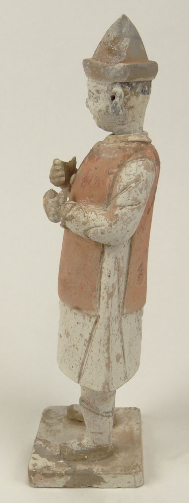 Chinese Ming Dynasty (1368–1644) Pottery Attendant Figure/Bottle with removable head and pigment