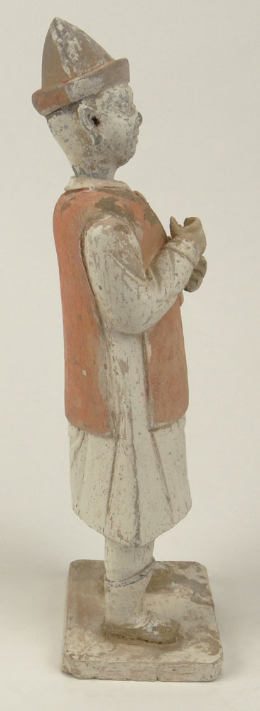 Chinese Ming Dynasty (1368–1644) Pottery Attendant Figure/Bottle with removable head and pigment