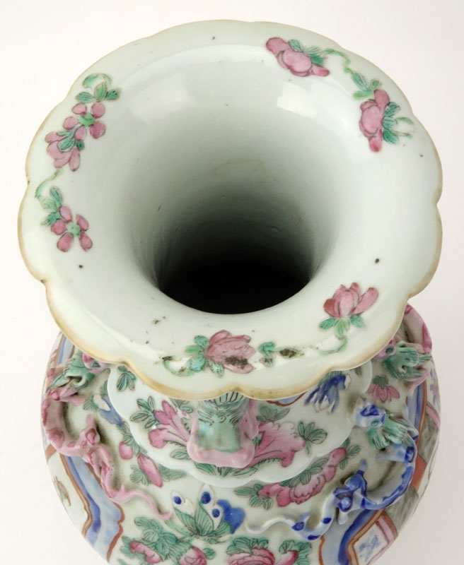 Antique Chinese Export Porcelain Rose Medallion Vase