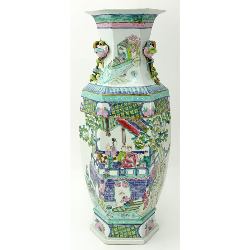 Oversized Antique Chinese Hand Painted Porcelain Vase