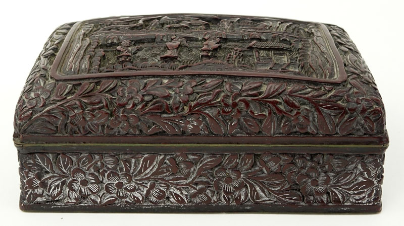 18th Century Chinese Carved Cinnabar Box