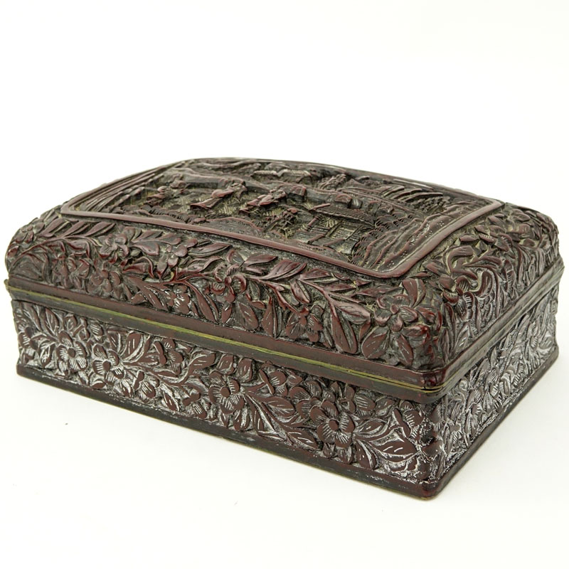 18th Century Chinese Carved Cinnabar Box