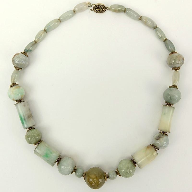 Antique Chinese Jadeite Bead Necklace