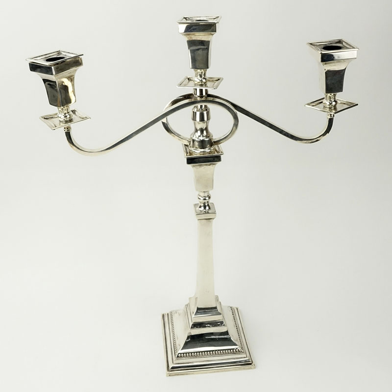 Britton, Gould & Co. Birmingham 1937 Sterling Silver 3 Light Candelabra. 