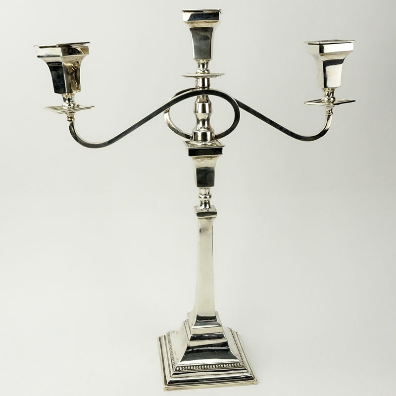 Britton, Gould & Co. Birmingham 1937 Sterling Silver 3 Light Candelabra. 