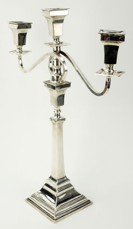 Britton, Gould & Co. Birmingham 1937 Sterling Silver 3 Light Candelabra. 