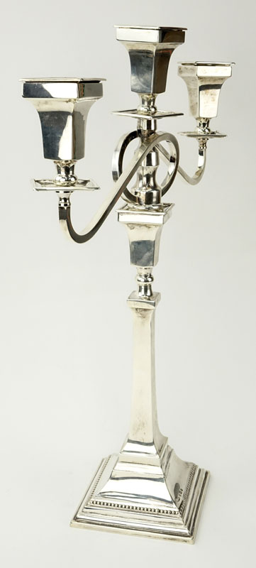 Britton, Gould & Co. Birmingham 1937 Sterling Silver 3 Light Candelabra. 