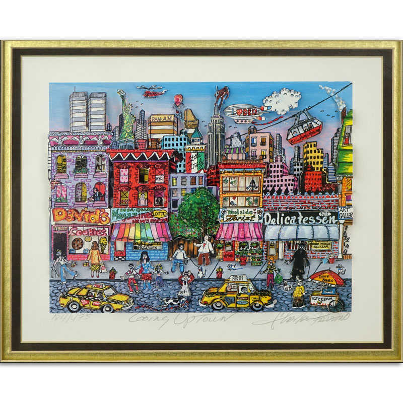 Charles Fazzino, American (b-1955) 3-D Pop Art "Going Uptown" Pencil Signed and Numbered 184/475