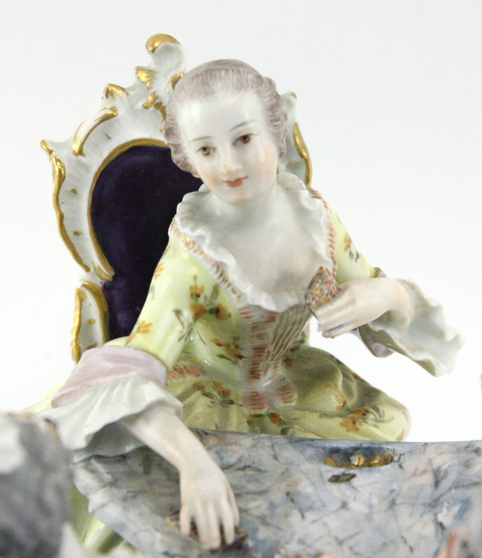 19/20th Century Meissen Porcelain Figurine "The Card Players" Signed with blue crossed sword mark on bottom