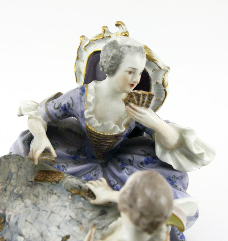 19/20th Century Meissen Porcelain Figurine "The Card Players" Signed with blue crossed sword mark on bottom