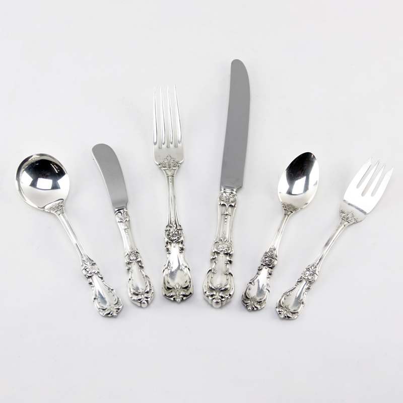 Eighty-Four (84) Pieces Reed and Barton Burgundy Sterling Silver Flatware