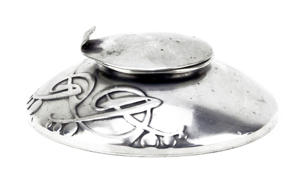 Art Nouveau Archibald Knox Design English Pewter Inkwell