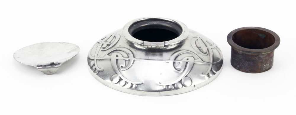 Art Nouveau Archibald Knox Design English Pewter Inkwell