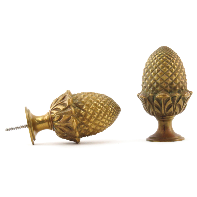 Good Pair of 19th Century French Heavy Bronze Pineapple Finials