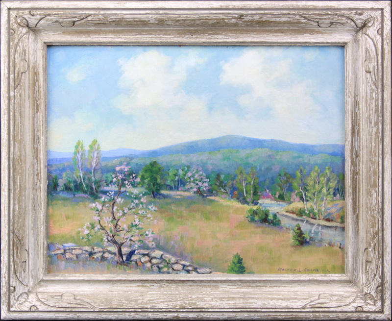 Walter L. Adams S.A.A (20th century) Mid Century Oil on Panel "Berkshire Meadows" 