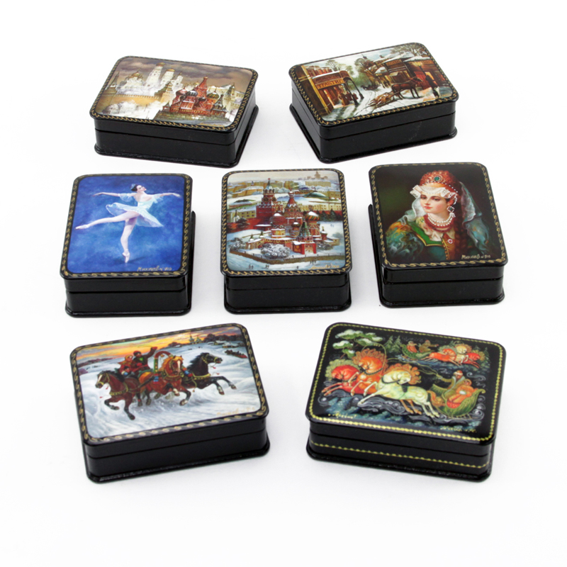 Grouping of Seven (7) Vintage Russian Lacquered Boxes
